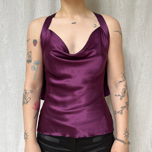 Vintage 00s Clubwear Cowl Purple Top (S)