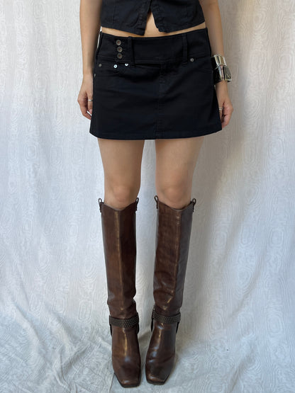 Vintage 00s Downtown Black Mini Skirt (S)