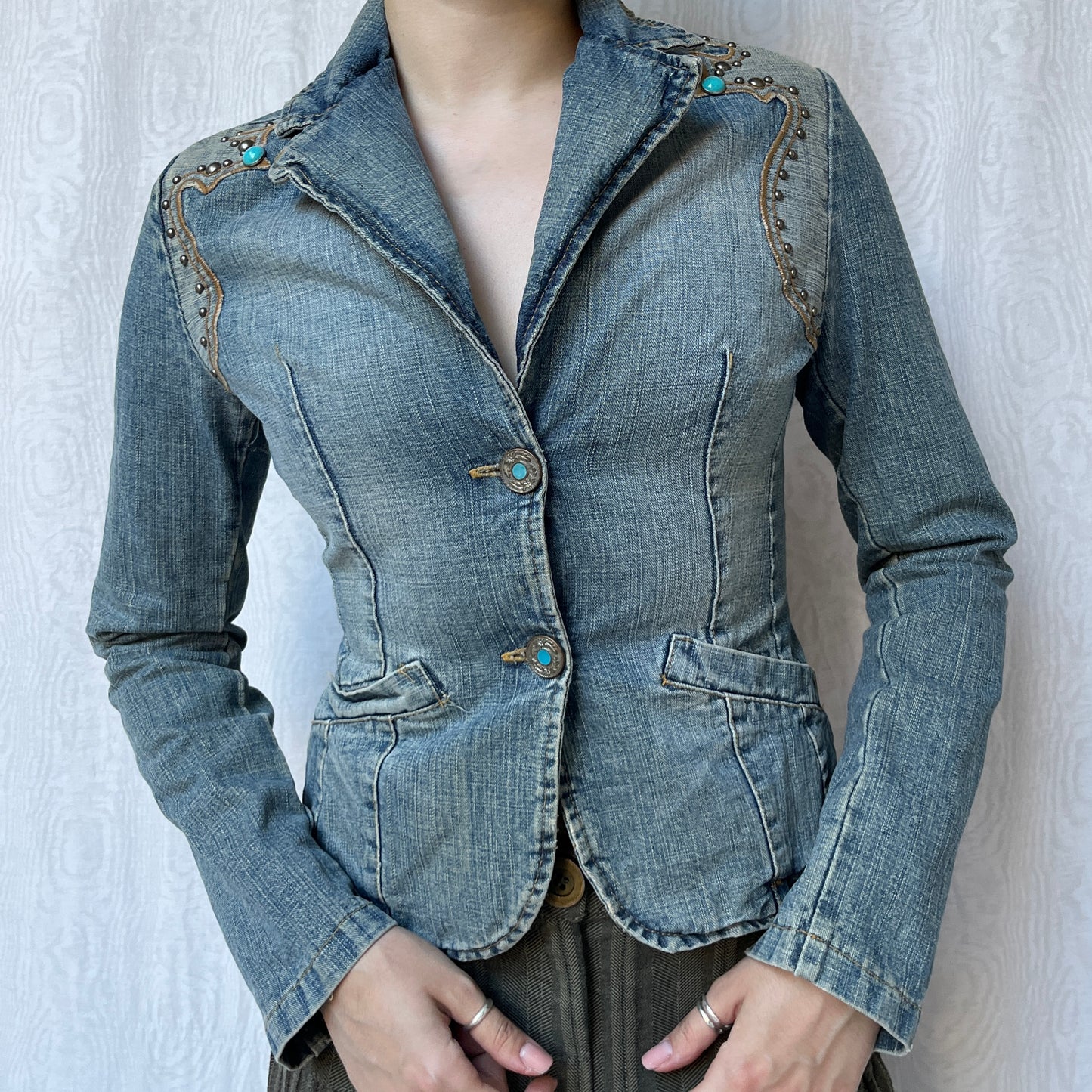Vintage 00s Boho Denim Jacket (S)
