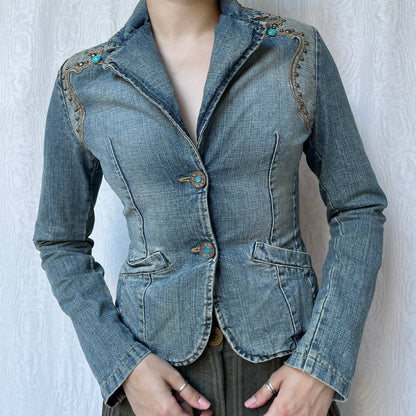 Vintage 00s Boho Denim Jacket (S)