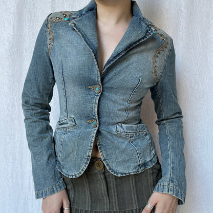 Vintage 00s Boho Denim Jacket (S)