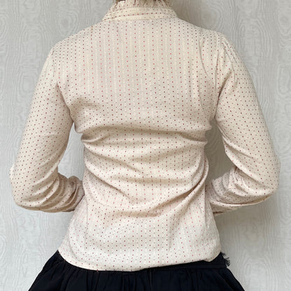 Vintage 00s Coquette Cream Long Sleeve Blouse Top (S)