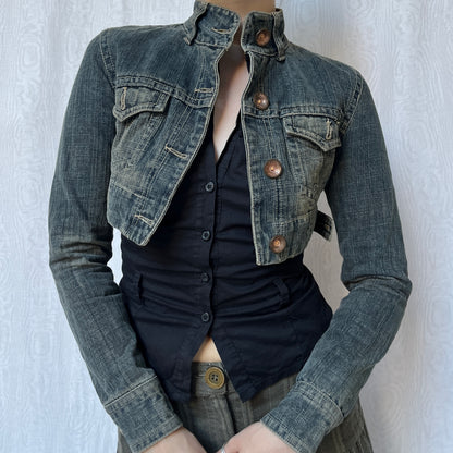 Vintage 00s Downtown Cropped Denim Jacket (XS)