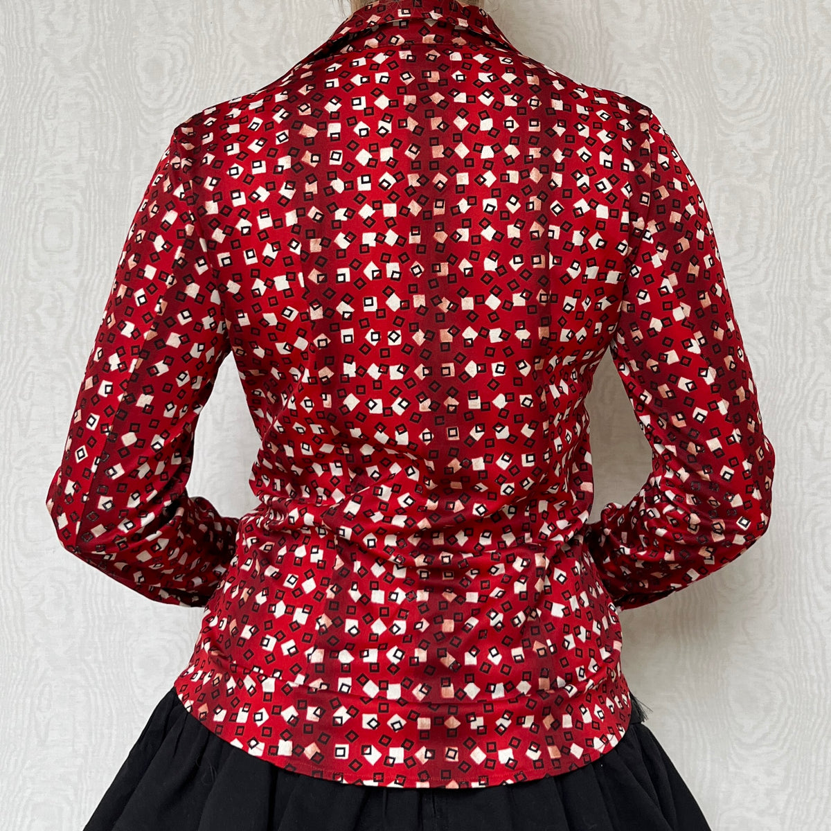 Vintage 00s Eclectic Office Siren Lond Sleeve Top (S/M)