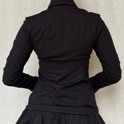 Vintage 00s Office Siren Black Button Up Top (S)