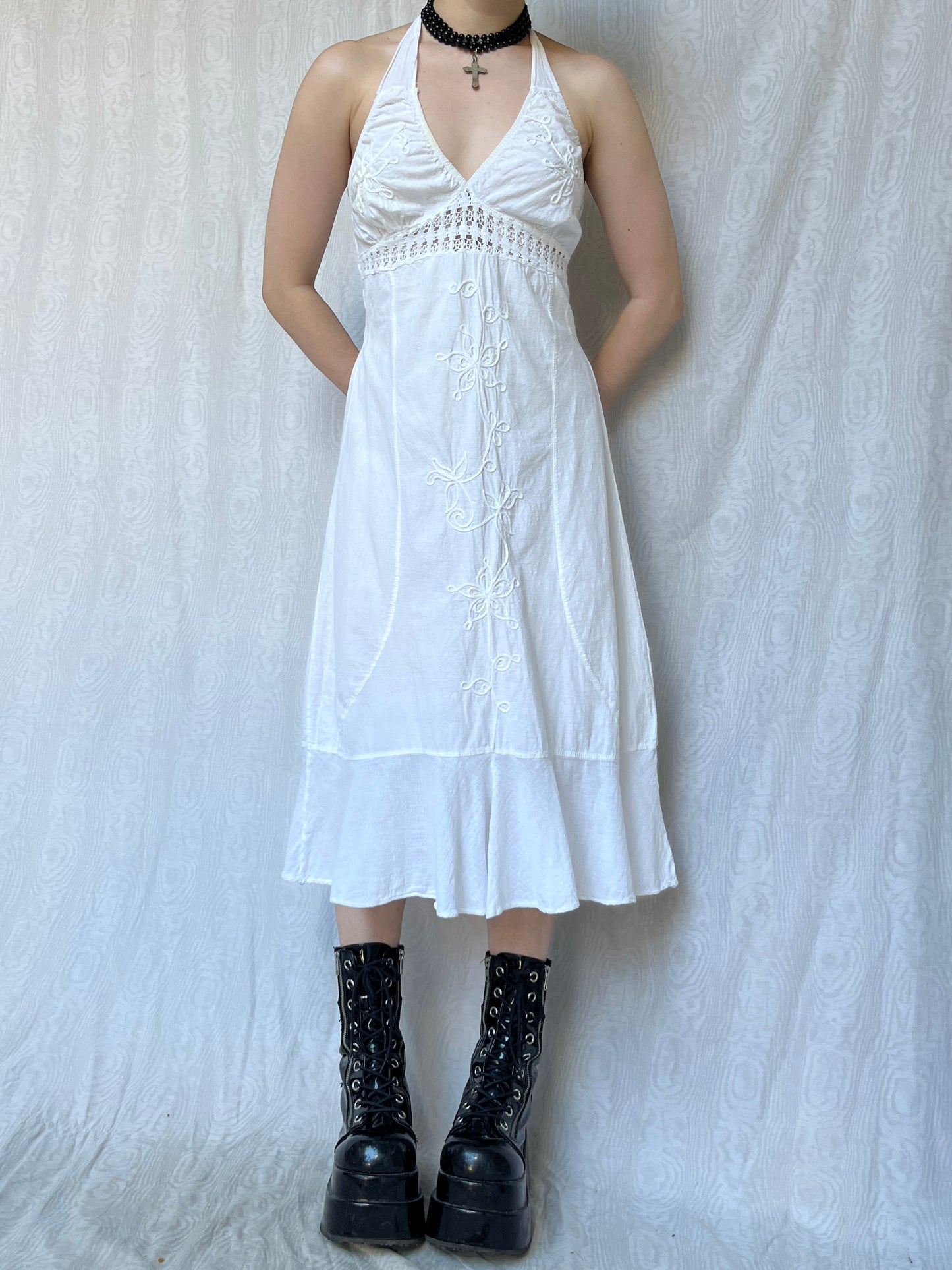Vintage 00s Boho Fairy Midi Dress (S)