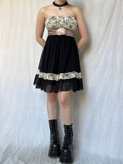 Vintage 90s Soft Grunge Prom Mini Dress (S)