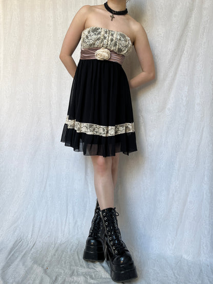 Vintage 90s Soft Grunge Prom Mini Dress (S)