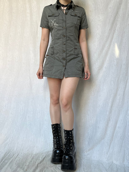 Vintage 00s Grunge Cargo Mini Dress (S)