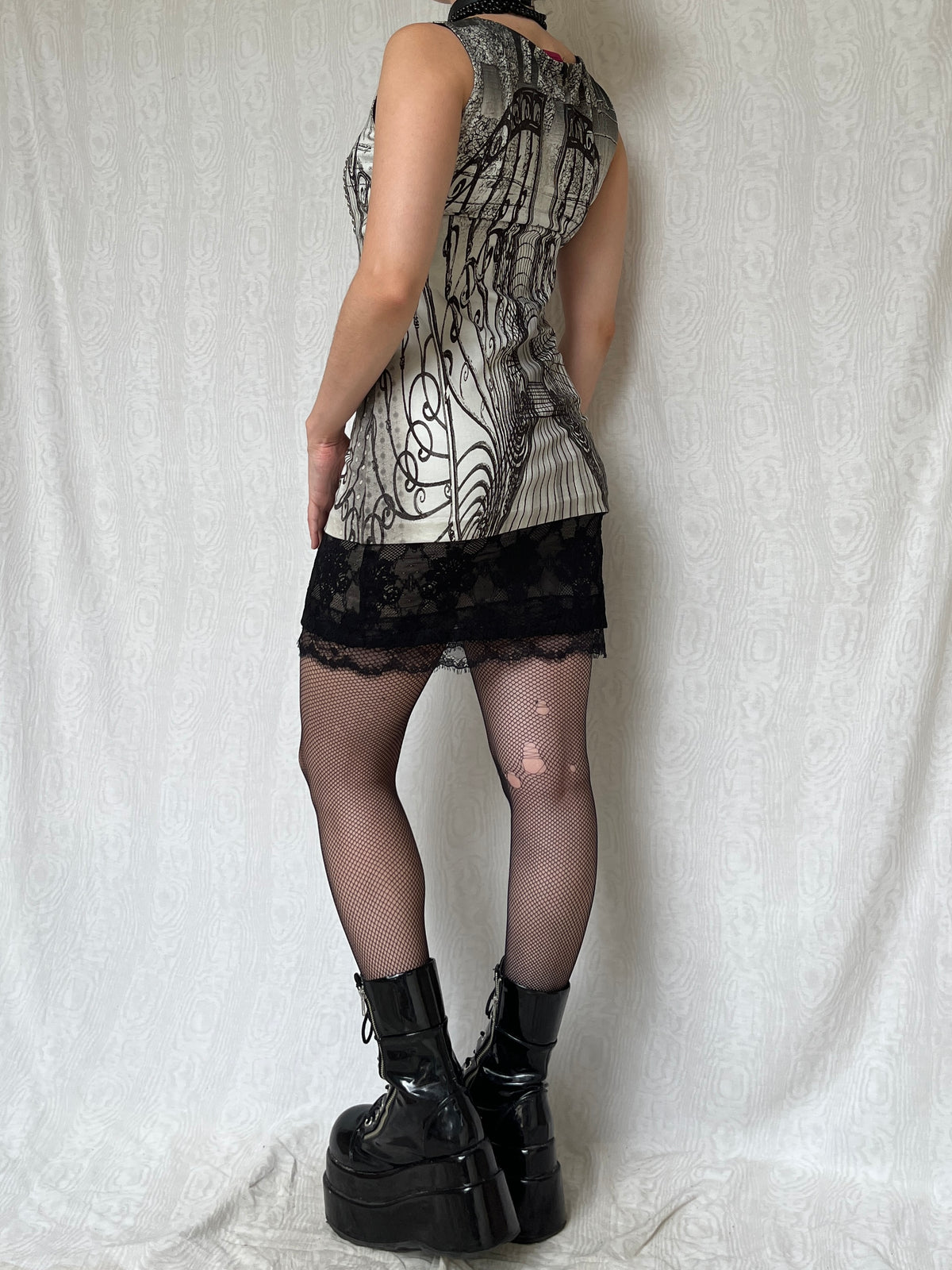 Vintage 00s Save the Queen Eclectic Graphic Mini Dress (S)