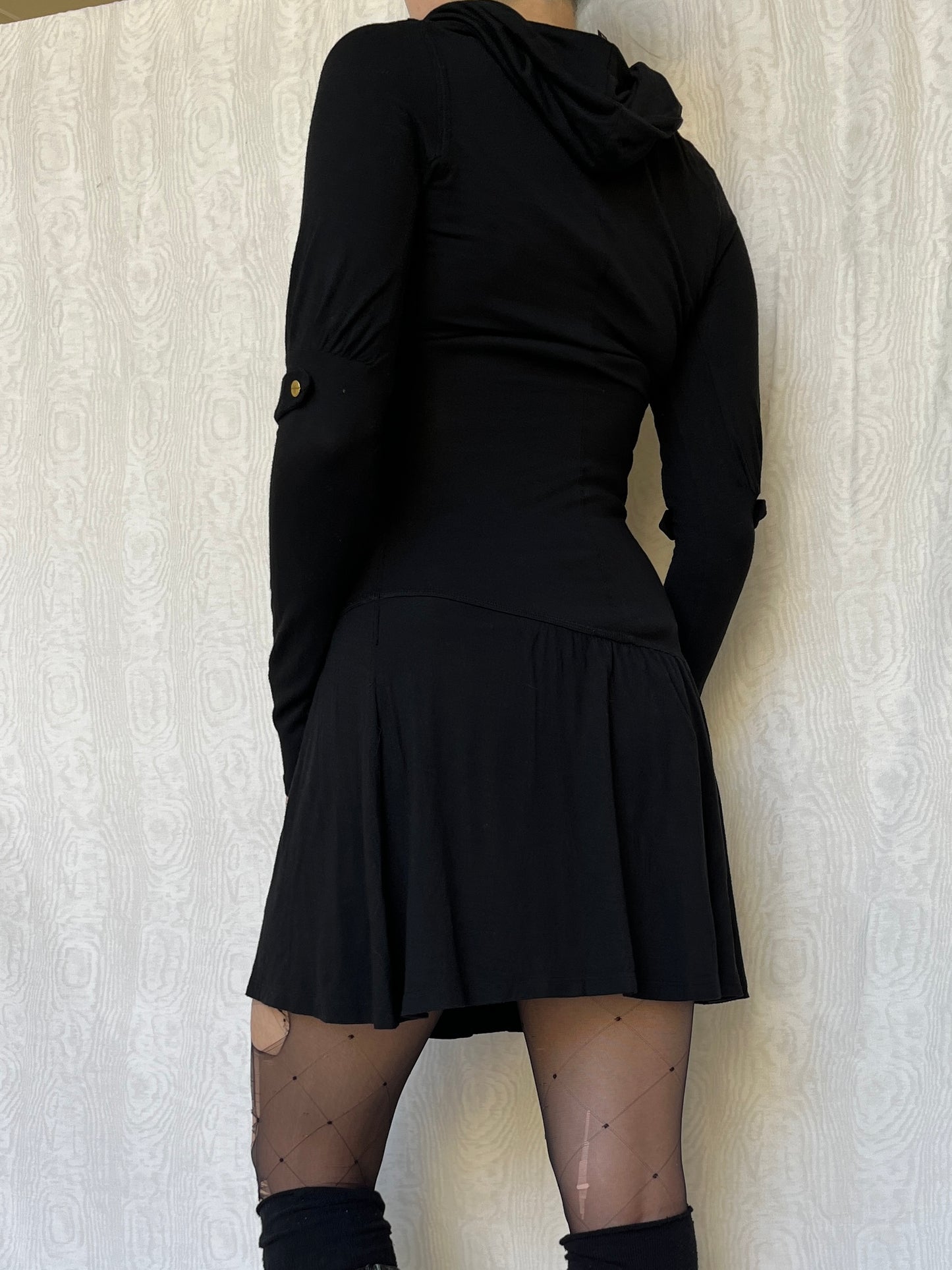 Vintage 00s Archive Black Long Sleeve Mini Dress (S/M)