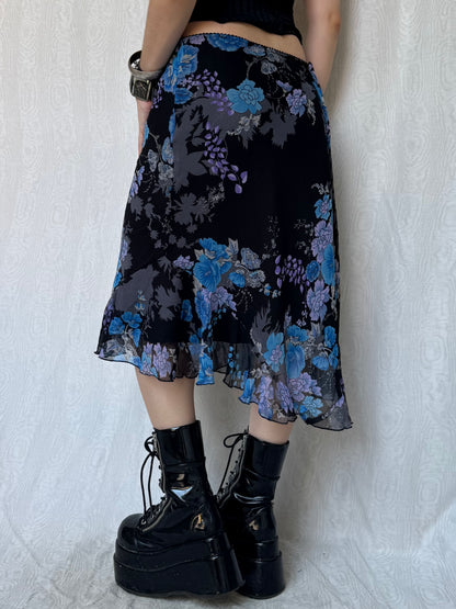 Vintage 90s Fairy Grunge Floral Midi Skirt (M)