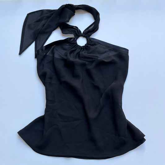 Vintage 00s Clubwear Black Halter Top (S/M)