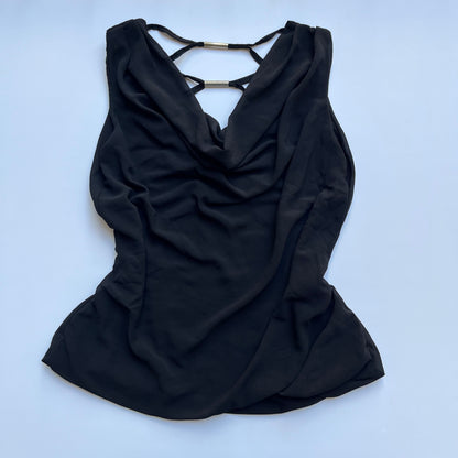 Vintage 00s Clubwear Black Cowl Neck Top (M)