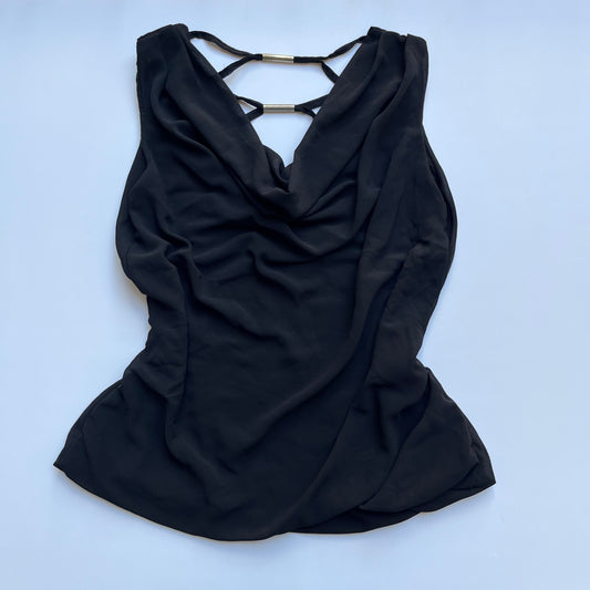 Vintage 00s Clubwear Black Cowl Neck Top (M)