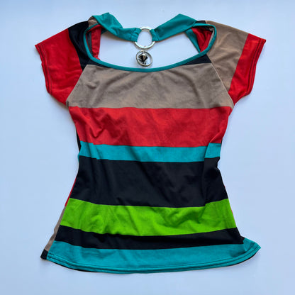 Vintage 00s Eclectic Multi Cowl Neck Blouse (S)