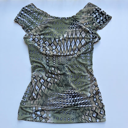 Vintage 00s Eclectic Graphic Blouse (S)