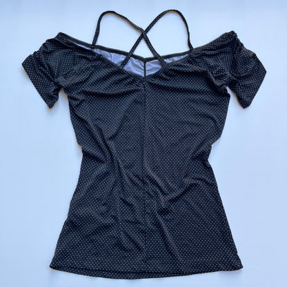 Vintage 00s Dark Coquette Polka Dot Blouse (S)