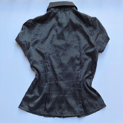 Vintage 00s Office Siren Striped Button Up Top (S/M)