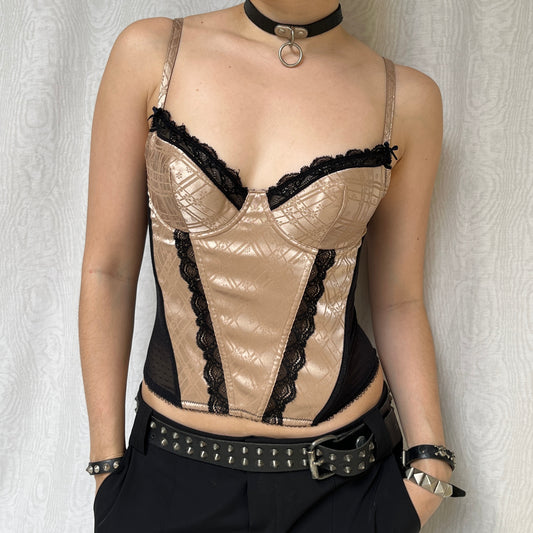 Vintage 00s Clubwear Gold Corset (S)