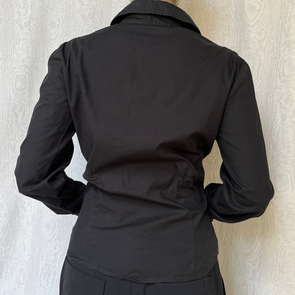 Vintage 00s 0ffice Siren Black Long Sleeve Button-Up (M/L)