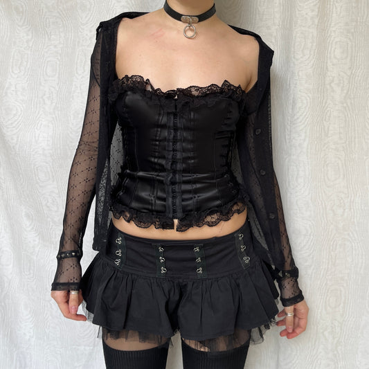 Vintage 00s Romantic Goth Black Corset (S-L)