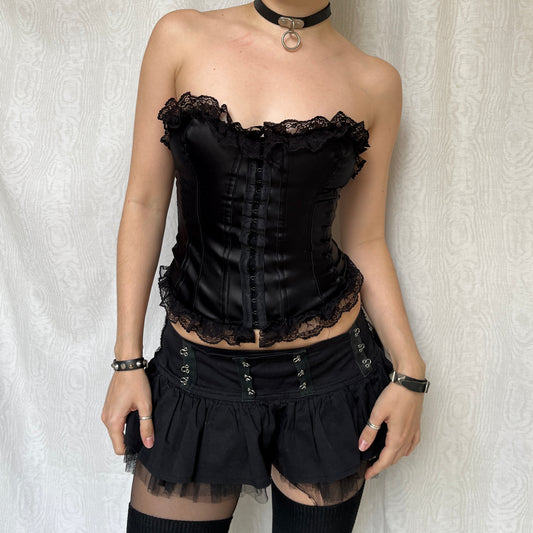Vintage 00s Romantic Goth Black Corset (S-L)