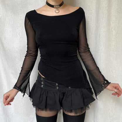 Vintage 00s Witchy Black Long Sleeve Top (S)