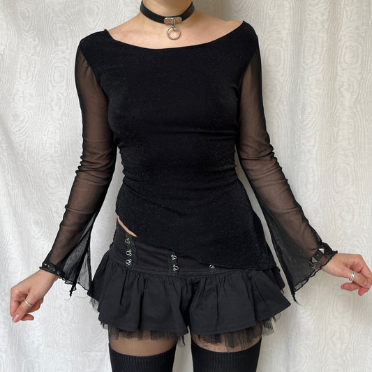 Vintage 00s Witchy Black Long Sleeve Top (S)