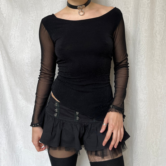 Vintage 00s Witchy Black Long Sleeve Top (S)