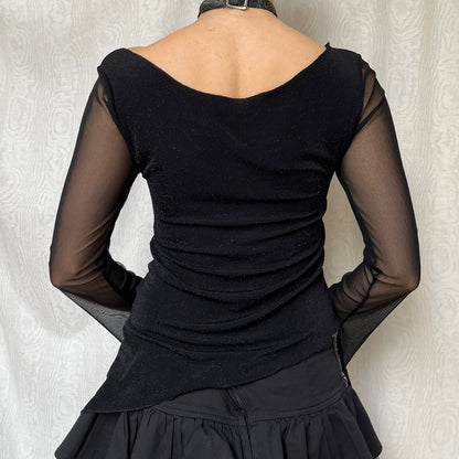 Vintage 00s Witchy Black Long Sleeve Top (S)