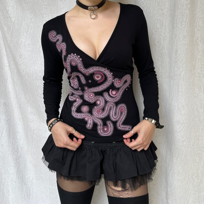 Vintage 00s Eclectic Graphic Long Sleeve Top (M/L)