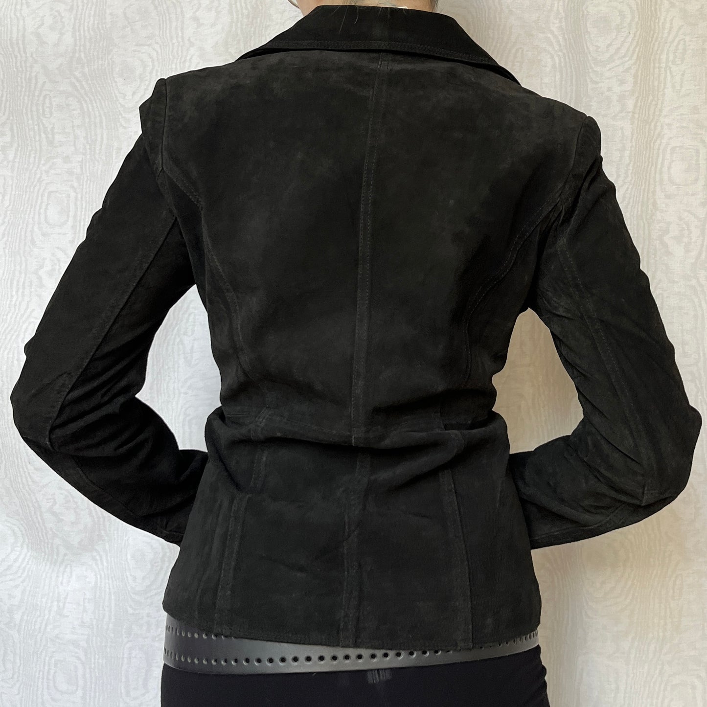 Vintage 00s Downtown Black Suede Jacket (S)