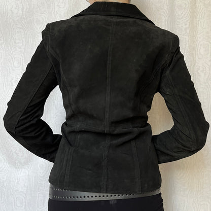 Vintage 00s Downtown Black Suede Jacket (S)