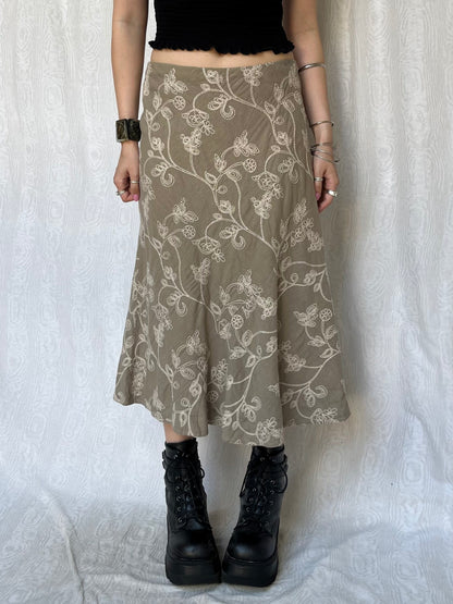 Vintage 00s Fairy Embroidered Maxi Skirt (L)