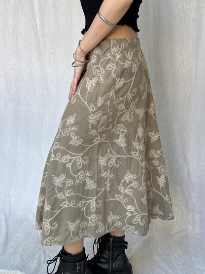 Vintage 00s Fairy Embroidered Maxi Skirt (L)