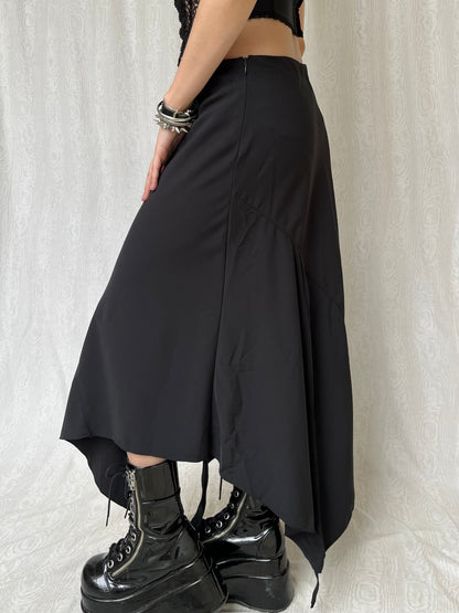 Vintage 00s Goth Asymmetric Black Skirt (S/M)