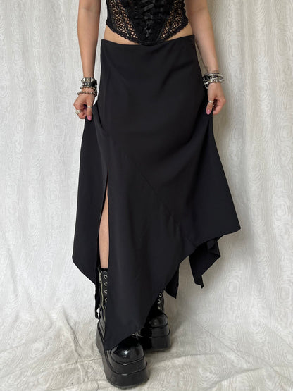 Vintage 00s Goth Asymmetric Black Skirt (S/M)