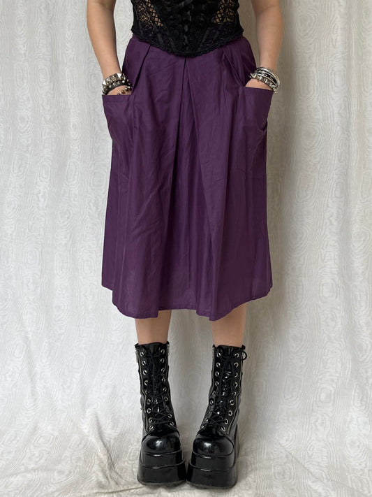 Vintage 90s Eclectic Purple Midi Skirt (XS/S)