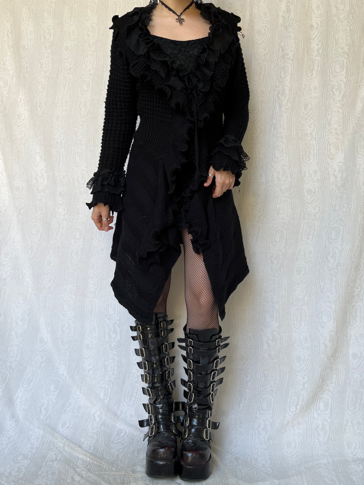 Vintage 00s Gothic Black Knit Cardigan (M-L)