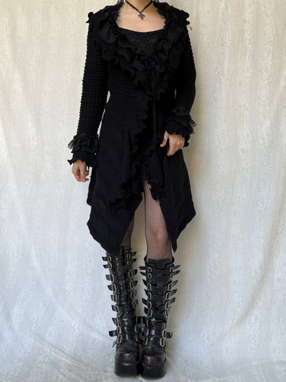 Vintage 00s Gothic Black Knit Cardigan (M-L)