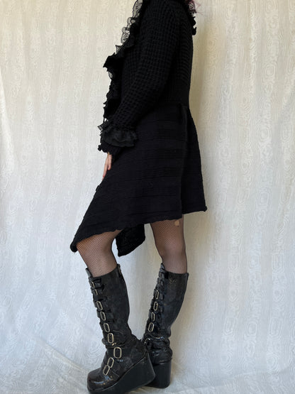 Vintage 00s Gothic Black Knit Cardigan (M-L)