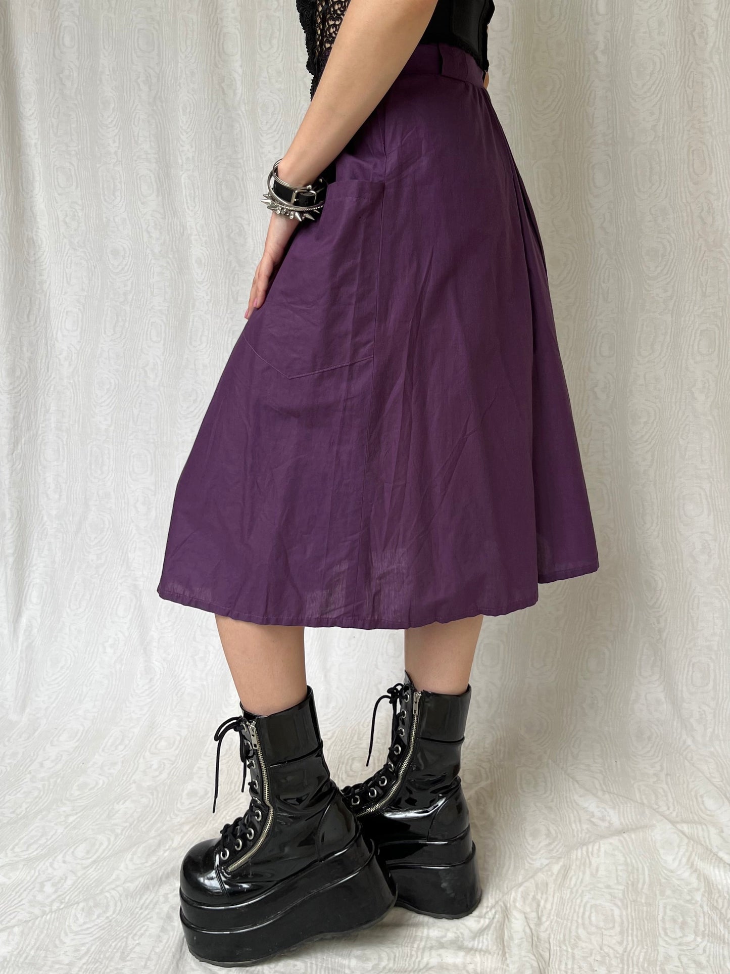 Vintage 90s Eclectic Purple Midi Skirt (XS/S)