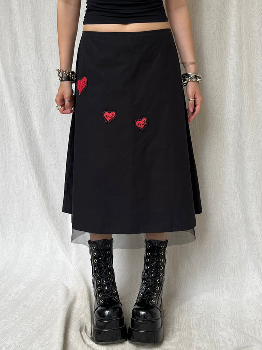 Vintage 00s Desigual Eclectic Black Midi Skirt (M/L)