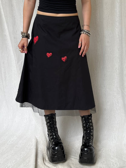 Vintage 00s Desigual Eclectic Black Midi Skirt (M/L)
