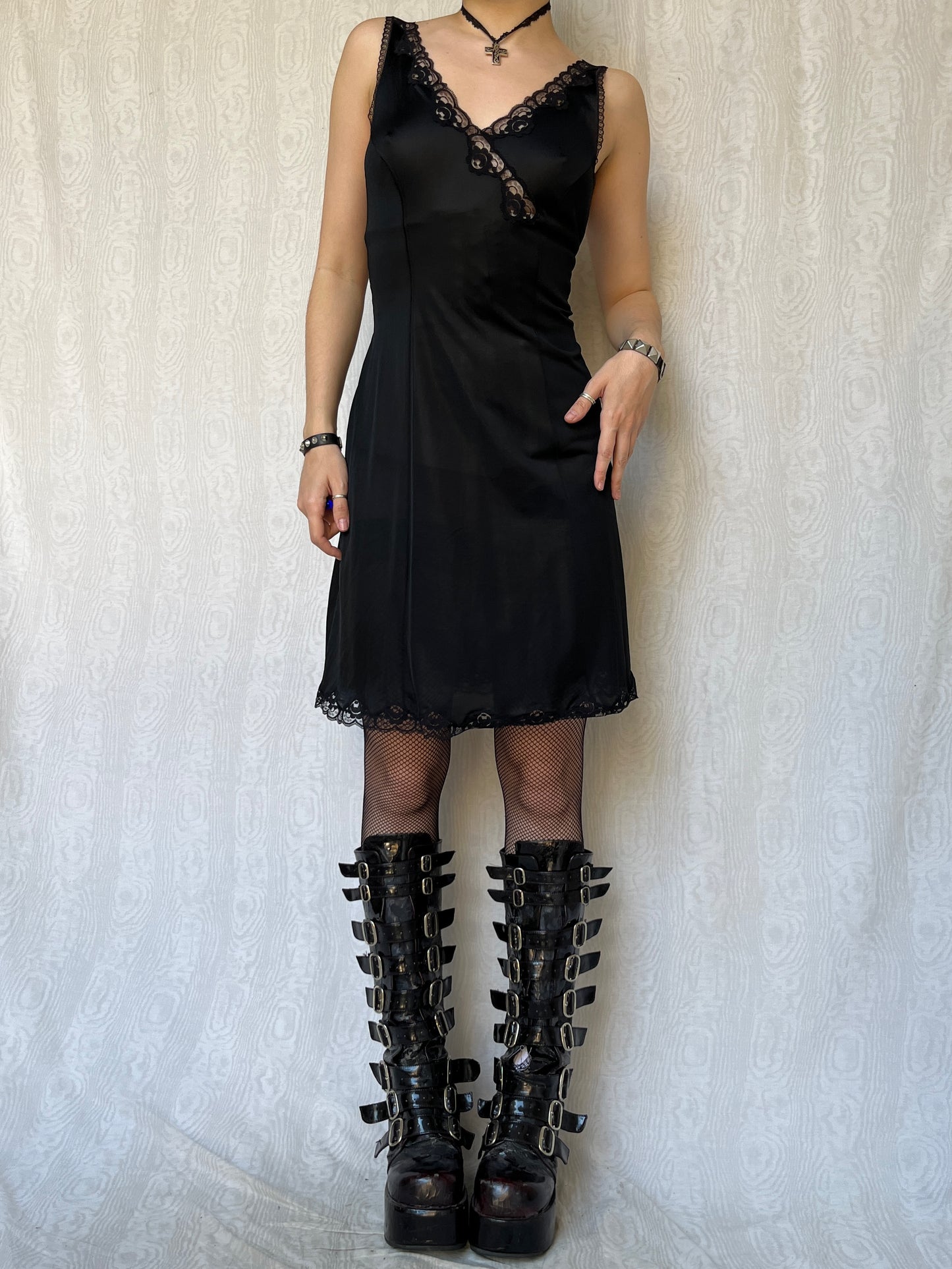 Vintage Romantic Goth Black Dress (M)