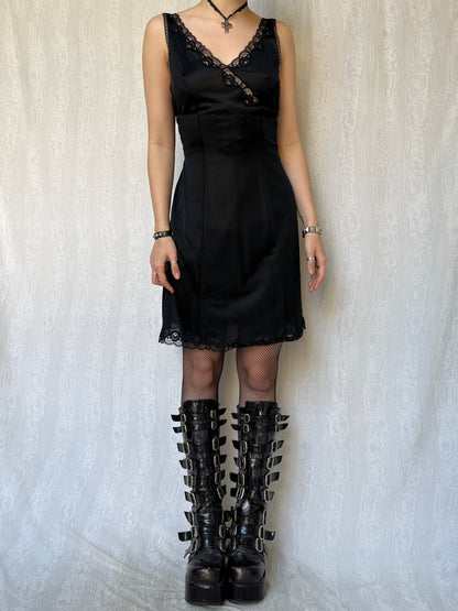 Vintage Romantic Goth Black Dress (M)