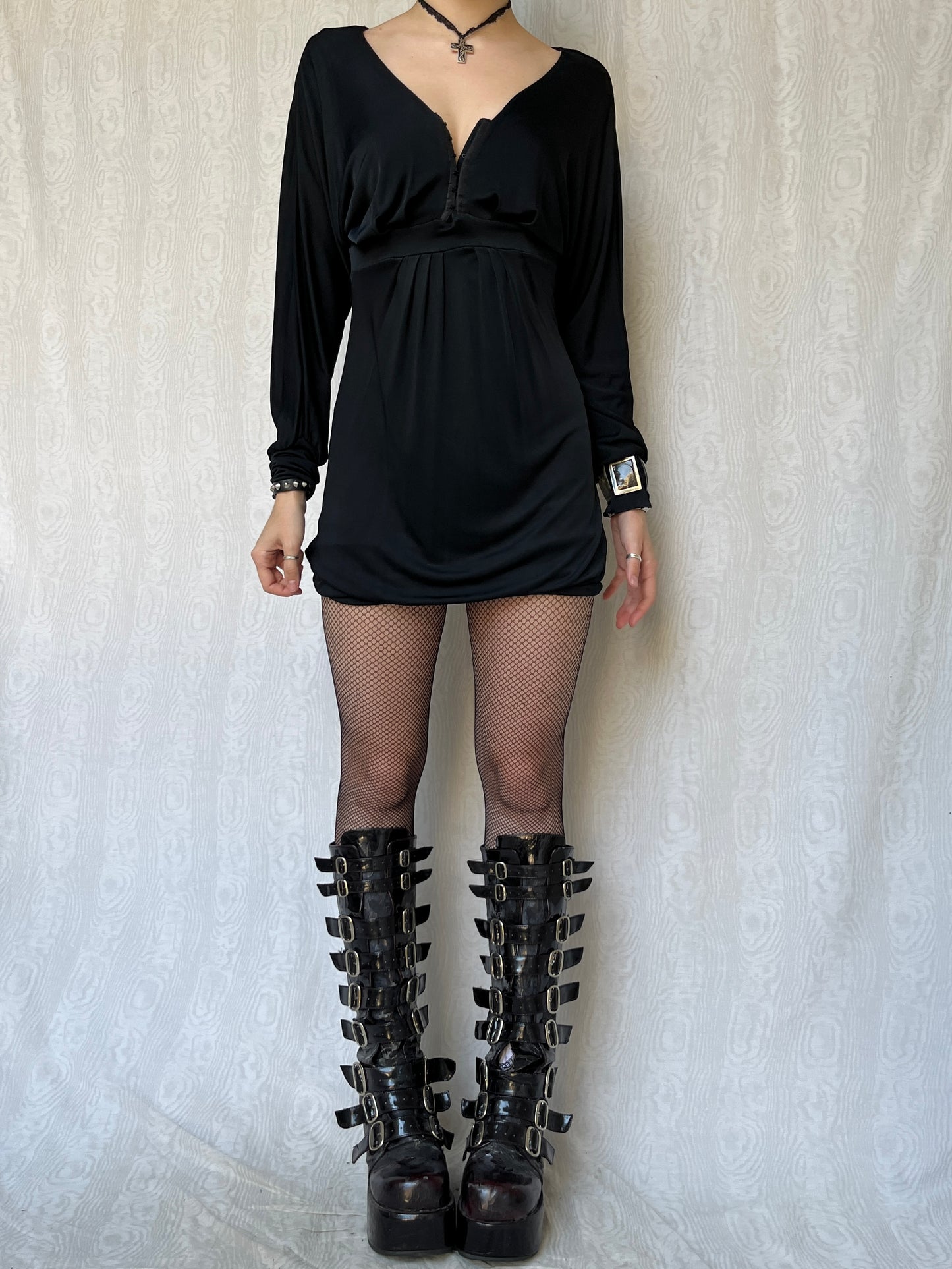 Vintage 00s Indie Sleaze Black Mini Dress (M)