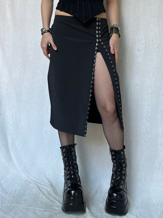 Vintage 00s Corp Goth Corset Midi Skirt (L)