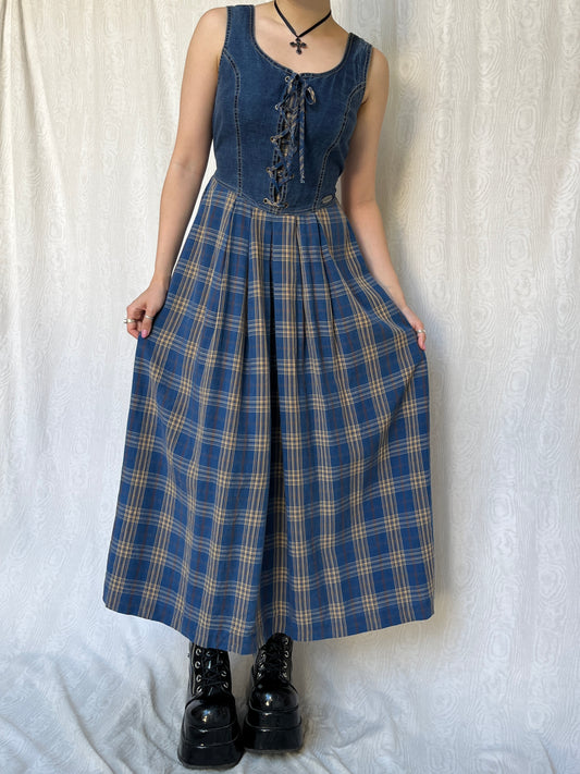 Vintage 00s Cottage Corset Maxi Dress (S/M)